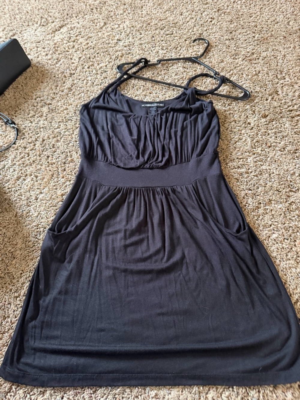 Black Sleeveless Ruched Waist Dress